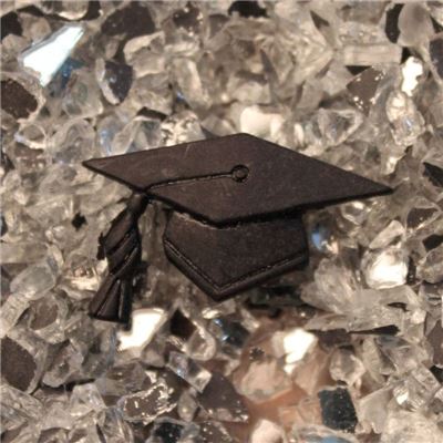 Button - Black School Hat  